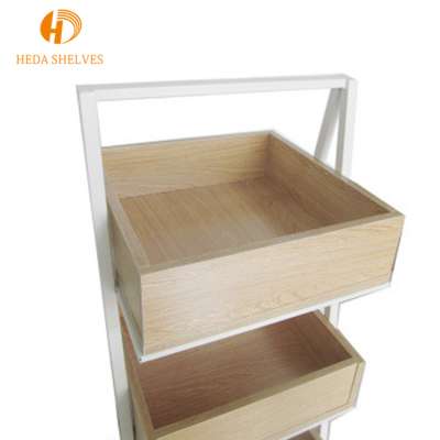 Top hot cosmetic square wood Guangzhou goods shelf for wholesale